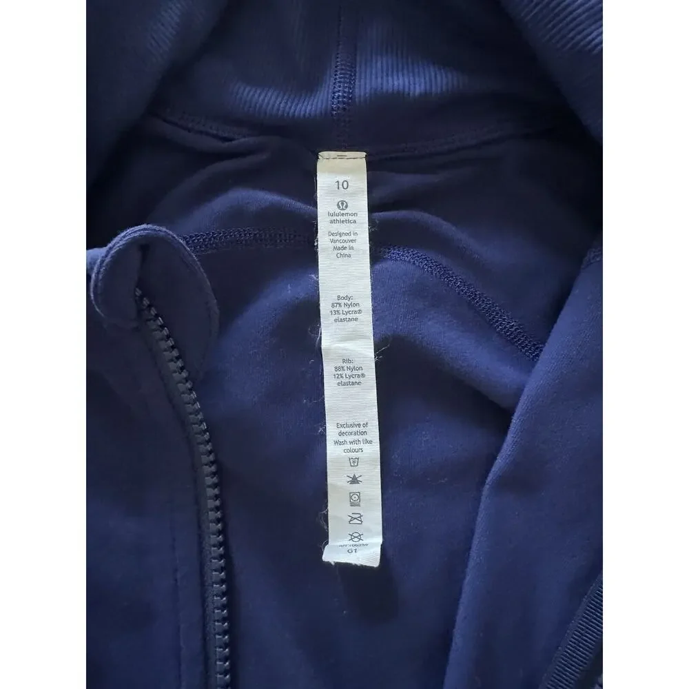 Lululemon Athletica Blue Zip-Front Jacket 10 Hood Long-Sleeve Thumbholes Stretch - Picture 8 of 9